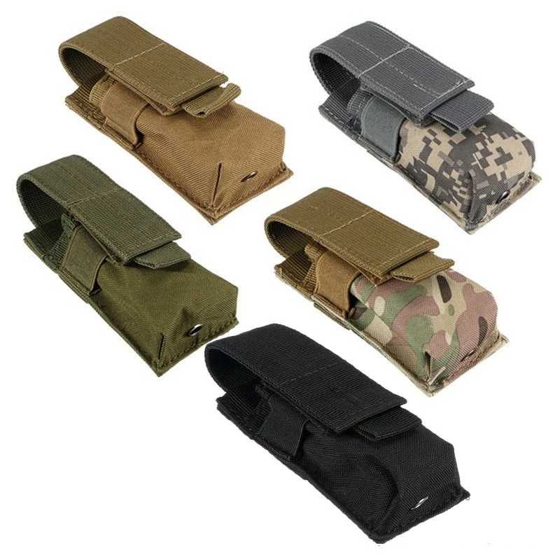 2023 Tactical Magazine Pouch Military Single Pistol Mag Bag Molle Flashlight Pouch
