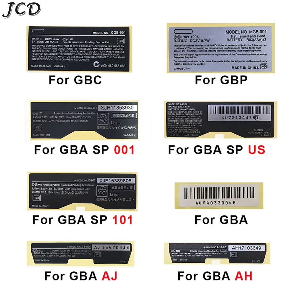 Jcd 5 Pezzi Etichetta Adesiva Per Gameboy Gbc/Gba/Gbp Console Per Gameboy Advance Sp Gba Sp Us Jp Version Host Seal Sticker