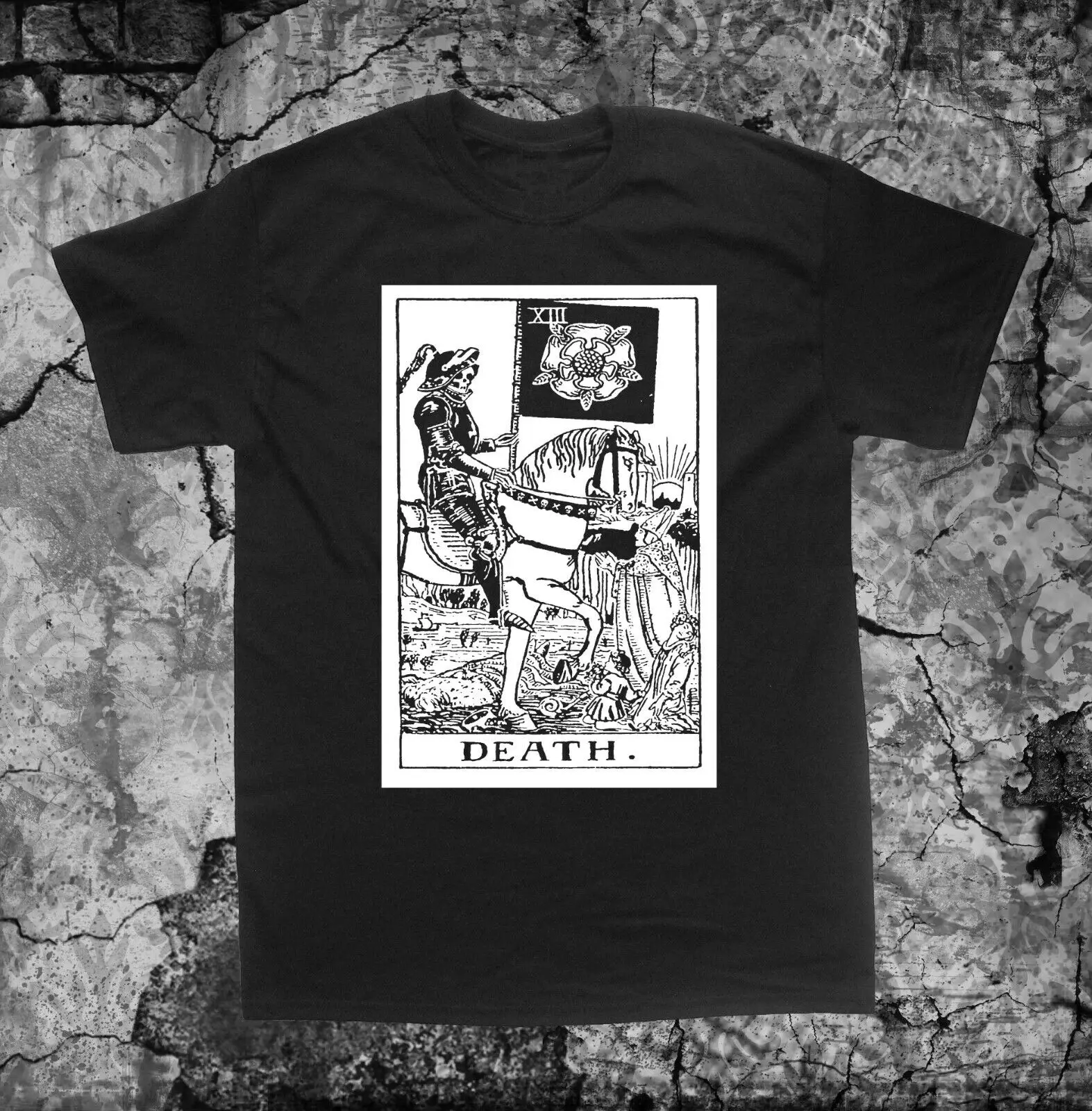 Death Tarot Card Shirt - Memento Mori Gothic Occulto Satanic Goth Skull Skeleton Maniche Lunghe O Corte