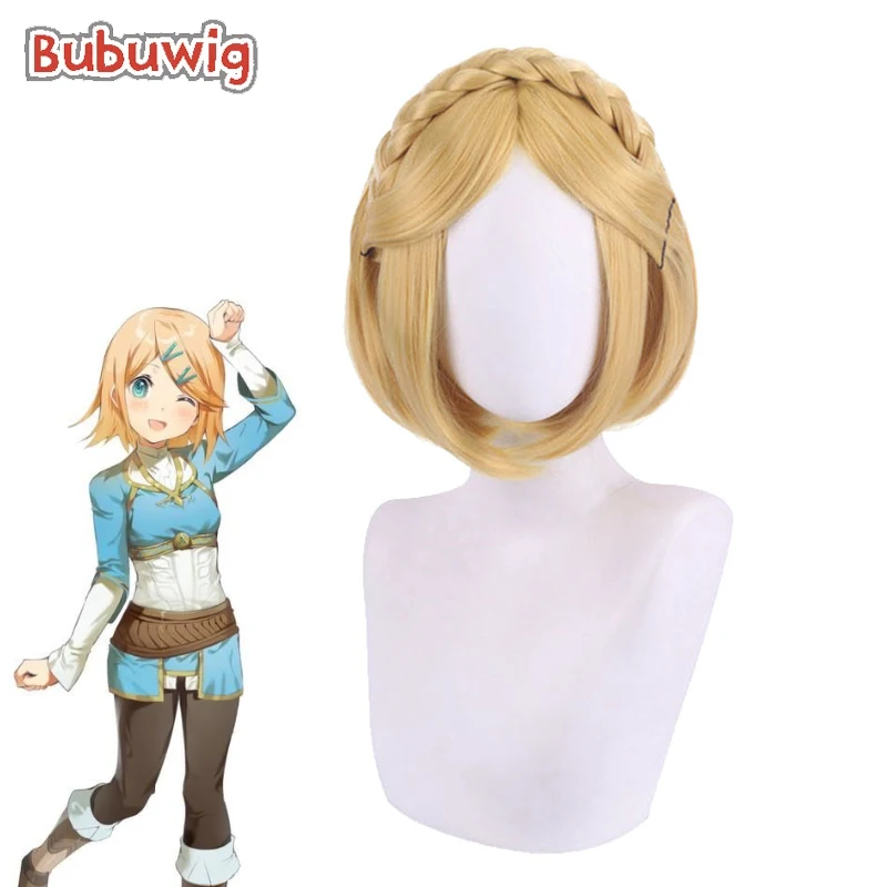 Bubuwig Capelli Sintetici Zelda Parrucche Cosplay The Legend Of Zelda Princess Zelda 30Cm Parrucche Corte Dritte Per Feste Resistenti Al Calore