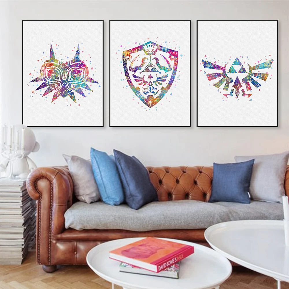 Zelda Logo Color Painting Legend Logo Game Movie Canvas Art Print Painting Poster Wall Picture Living Room Decoration Frameless