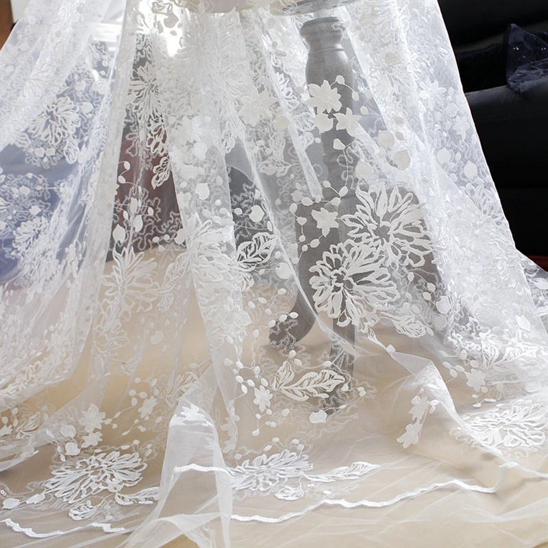 Glace 1Y/Lot Glitter Mesh Paillettes Ricamo Pizzo Abito Da Sposa Tessuto Fai Da Te Vestiti Decorazione Materiale Tenda Da Sposa Tx1544