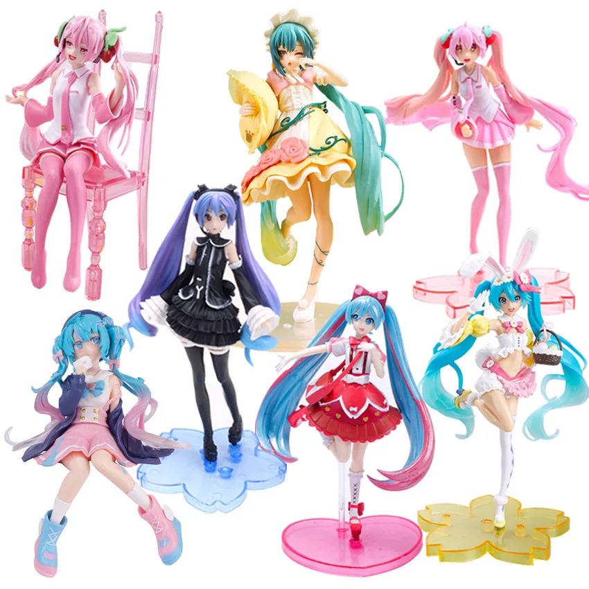 Anime Hatsune Miku Figura Cantante Virtuale Manga Statue Figurine Model Toys Computer Desk Cake Decoration Kawaiii Toy Gift