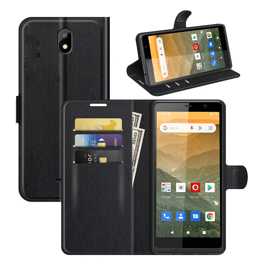 For Vodafone Smart E11 Phone Case Magnetic Closure Book Flip Leather Card Holder Phone Bag Wallet Flip Magnetic Phone Case