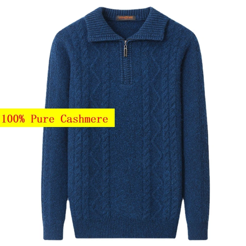 Nuovo Arrivo Moda Alta Qualità 100% Puro Cashmere Cerniera Risvolto E 100% Cashmere Maglione Addensato Taglia Xs S M Lxl 2Xl 3Xl 4Xl