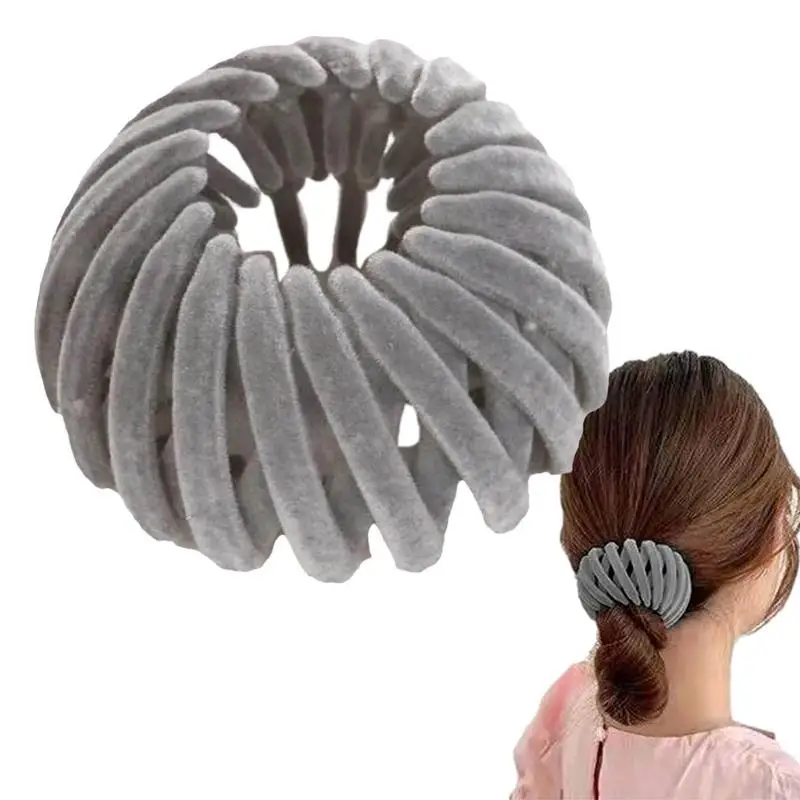 Bird Nest Magic Hair Clip Velvet Espandibile Bun Fixed Hair Claw Vintage Geometric Retrattile Hair Loops Curling Bun Maker Hair