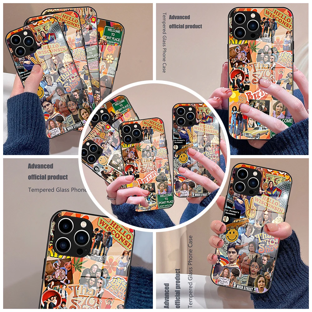 Per Iphone 15 Retro Tv Play Che Gli Anni '70 Mostrano La Custodia Del Telefono In Vetro Per Iphone 13 14 12 11Pro Xr Xs Max 15 Plus Cover In Vetro
