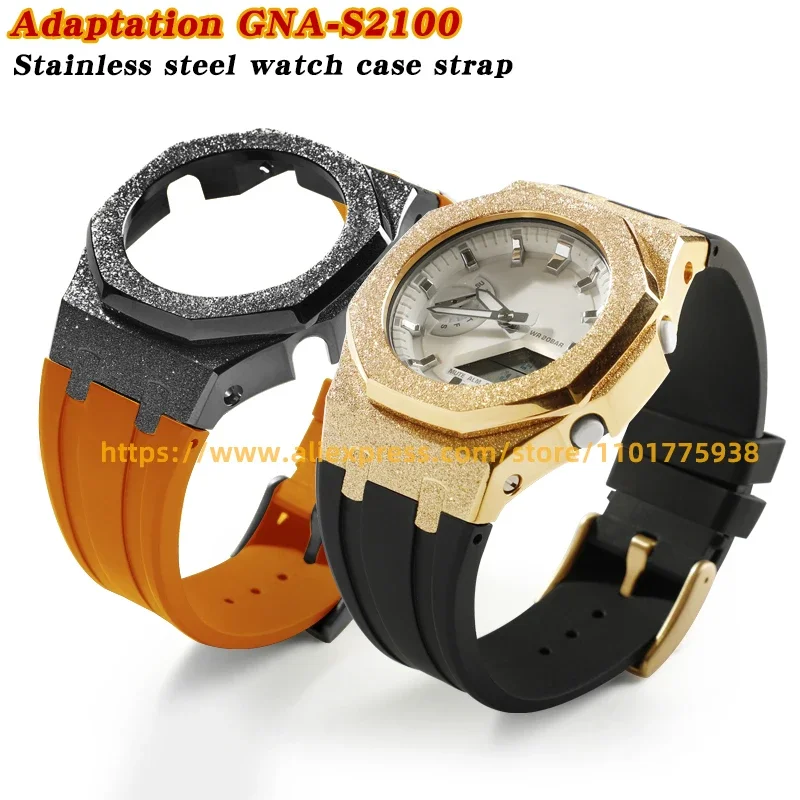 Nuovo Cinturino In Acciaio Inossidabile Gma-S2100 Smerigliato Oro Artigianale Per Accessori Di Ricambio Casioak Gma-S2100 In Generale