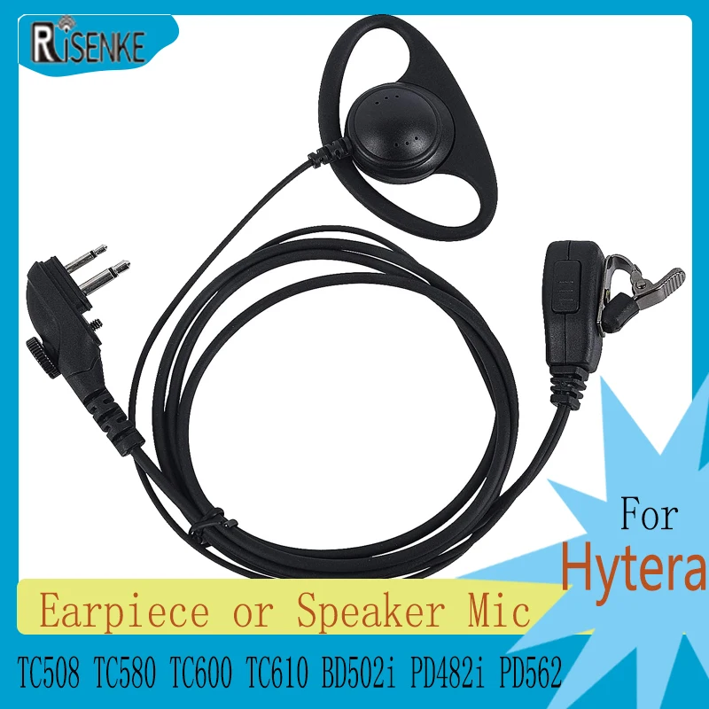 Risenke-Auricolare O Altoparlante Mic,Radio Walkie Talkie Headset,Ptt Mic Per Hytera Tc508, Tc580, Tc600, Tc610, Bd502I, Pd482I, Pd562