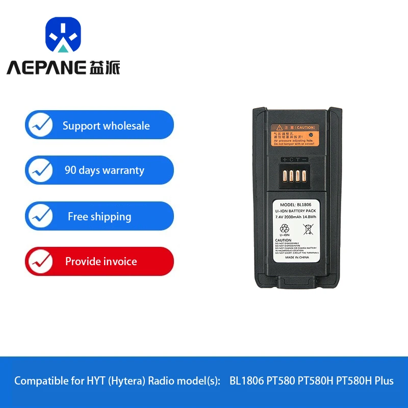 Batteria Agli Ioni Di Litio Da 2000Mah Bl1806 Per Hytera Hyt Pt580 Pt580H Pt580H Plus Radio Bidirezionale