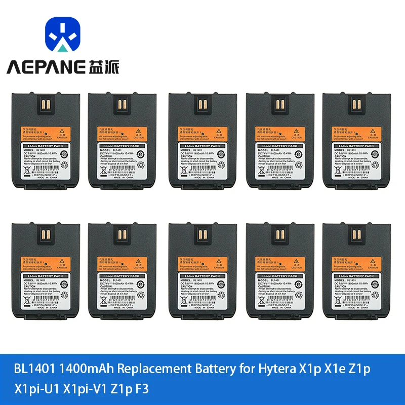 10 Pz 7.4V 1400Mah Bl1401 Batteria Di Ricambio Per Hytera Hyt X1E Xip X1P,X1E,Z1P,X1Pi-U1,X1Pi-V1,Z1P F3 Radio Bidirezionale