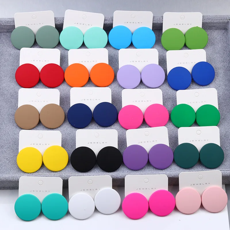 Donarsei Fashion Multicolor Round Big Stud Orecchini Per Le Donne Corea Sweet Spray Painting Circle Orecchini Regalo