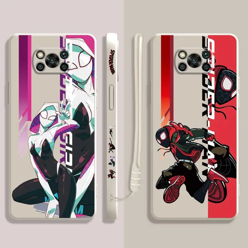 Spider Man Miles Wen Punk Hobie Liquid Case Per Xiaomi Poco X3 X4 Nfc M3 M4 M5 Pro F3 Gt Per Mi 10 11 12 Lite 12T 11T 10S 10T