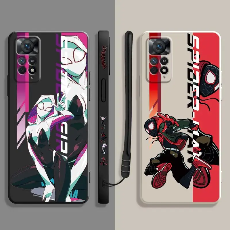 Spider Man Miles Wen Punk Hobie Custodia Per Telefono Liquido Per Xiaomi Redmi Note 11 11T 9 9S 8 10 Pro Per Redmi 8 9T 9A 9C 10C K40 Cover