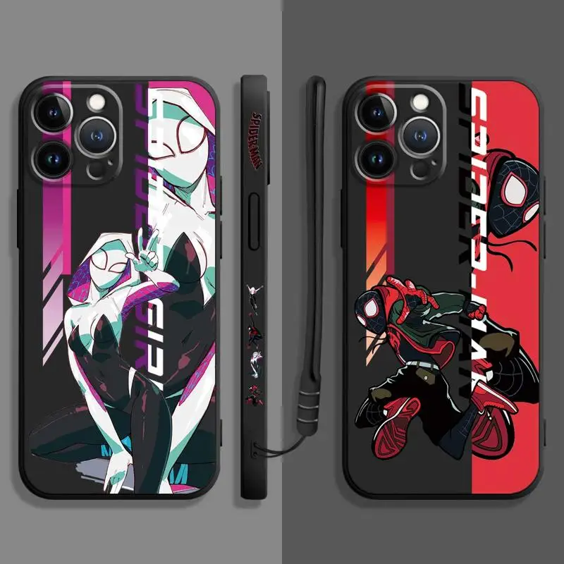 Spider Man Miles Wen Punk Hobie Custodia Liquida Quadrata Per Apple Iphone 14 13 12 11 Pro Max 13 12 Mini Xs Xr X 7 8 6 6S 5 5S Plus