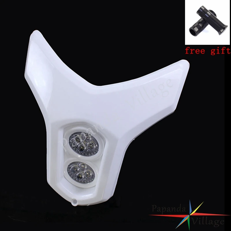 Universal White Motocross Dirt Bike Supermoto Faro Dual Twins Led Faro Universale Per Honda Suzuki Custom Street Bike