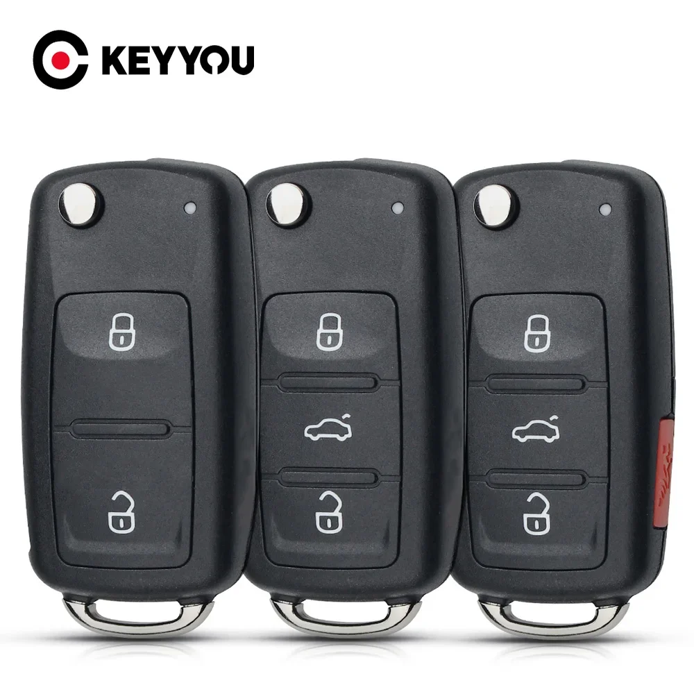 Keyyou Car Remote Key Shell Key Case Per Vw Eos Golf Jetta Polo Tiguan Per Skoda Rapid Superb Octavia Fabia Per Seat Ibiza Leon