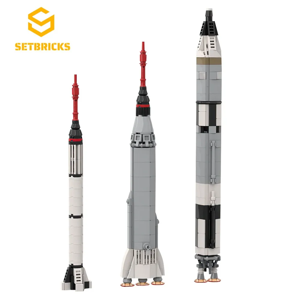 Setbricks Moc Mercury Gemini Rocket Building Blocks Set 1:110 Scala Space Rocket Bricks Collection Model Toy For Kid Gift