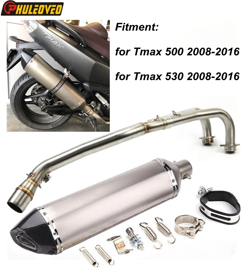 Moto Tmax 500/530 2008-2016 Marmitta Scarico Sistema Completo Silenziatore Di Scarico Moto In Fibra Di Carbonio Fuga Slip-On Tmax 500/530