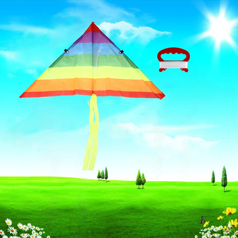 1Pc Rainbow Kite Con 50M Meter Kite Line Bambini Flying Bird Aquiles Windsock Giocattoli All'Aperto Per Bambini Regalo Giardino Panno Giocattolo