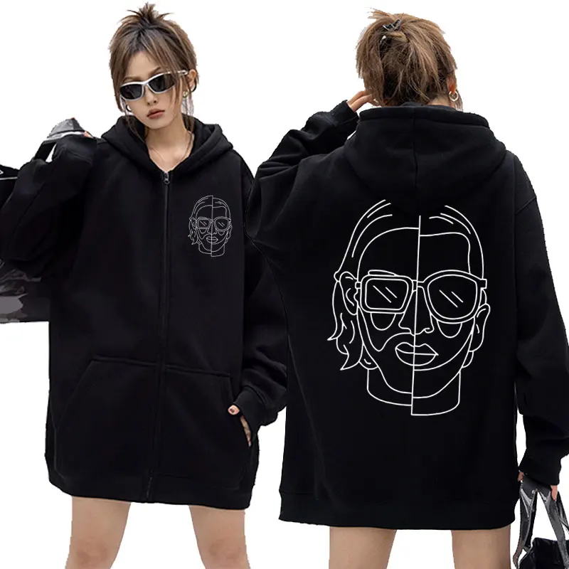 Le Monde Chico Album Nl Graphic Zipper Felpa Con Cappuccio Maschile French Rap Band Zip Felpa Uomo Fashion Vintage Oversize Zip Up Jacket
