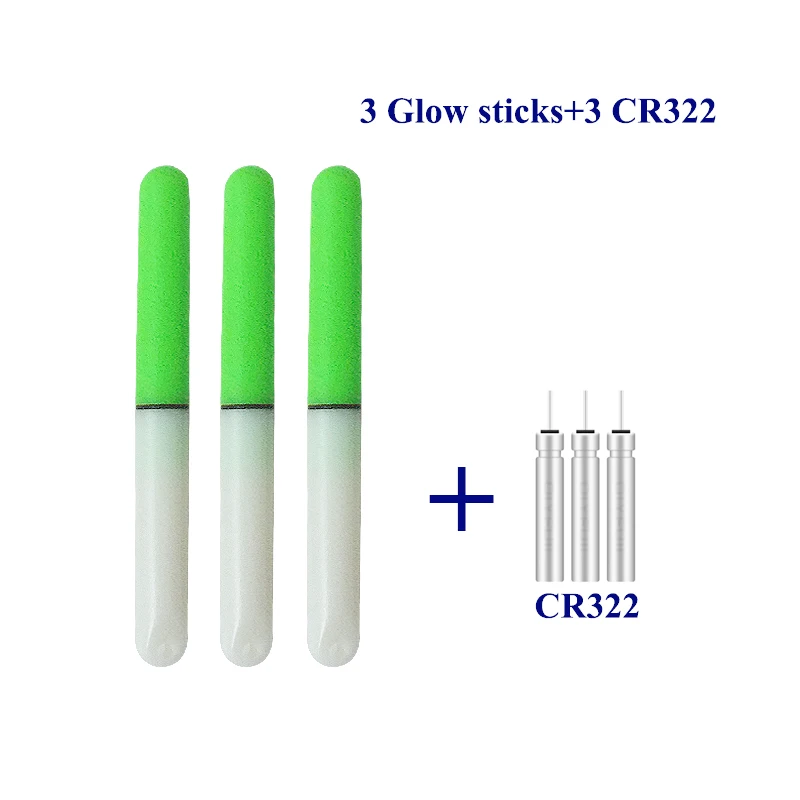 3Pcs Luminous Fishing Light Glow Stick + 3 Cr322 Electric Glow Stick Ocean Fishing Electric Rod Light Stick Strumenti Di Pesca Tackle