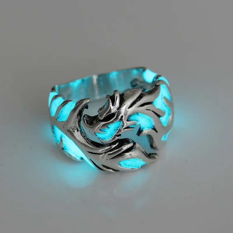 2024 Fashion Luminous Dragon Rings Gothic Regolabile Men Anelli In Acciaio Inossidabile Unique Boys Jewellery Vintage Halloween Anillos
