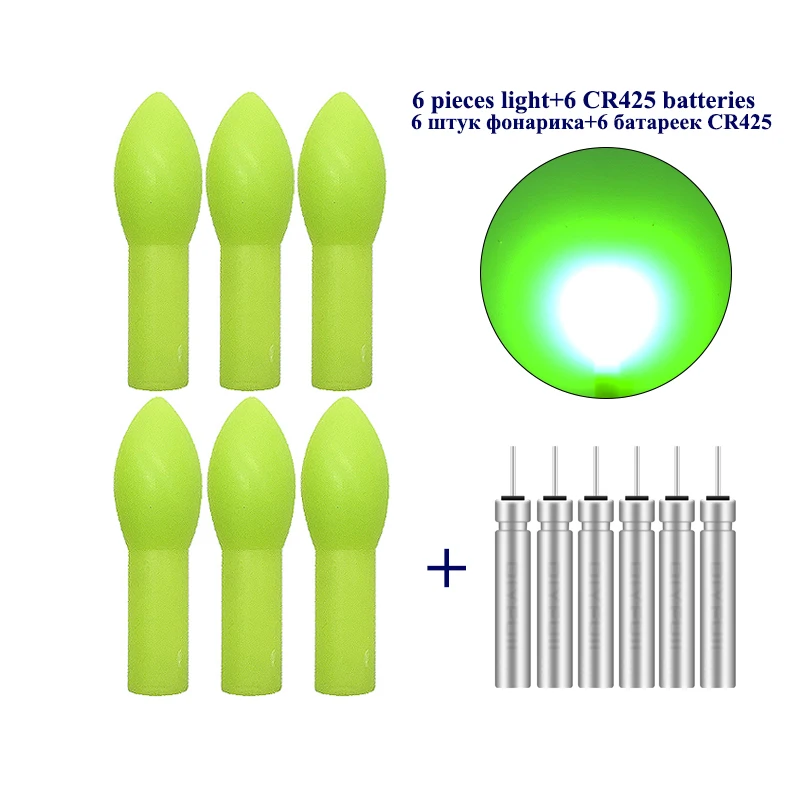 6Pcs Luminous Ocean Fishing Light Stick + 6 Cr425 Electronic Glow Stick Sea Light Stick Canna Elettrica Light Stick Attrezzatura Da Pesca