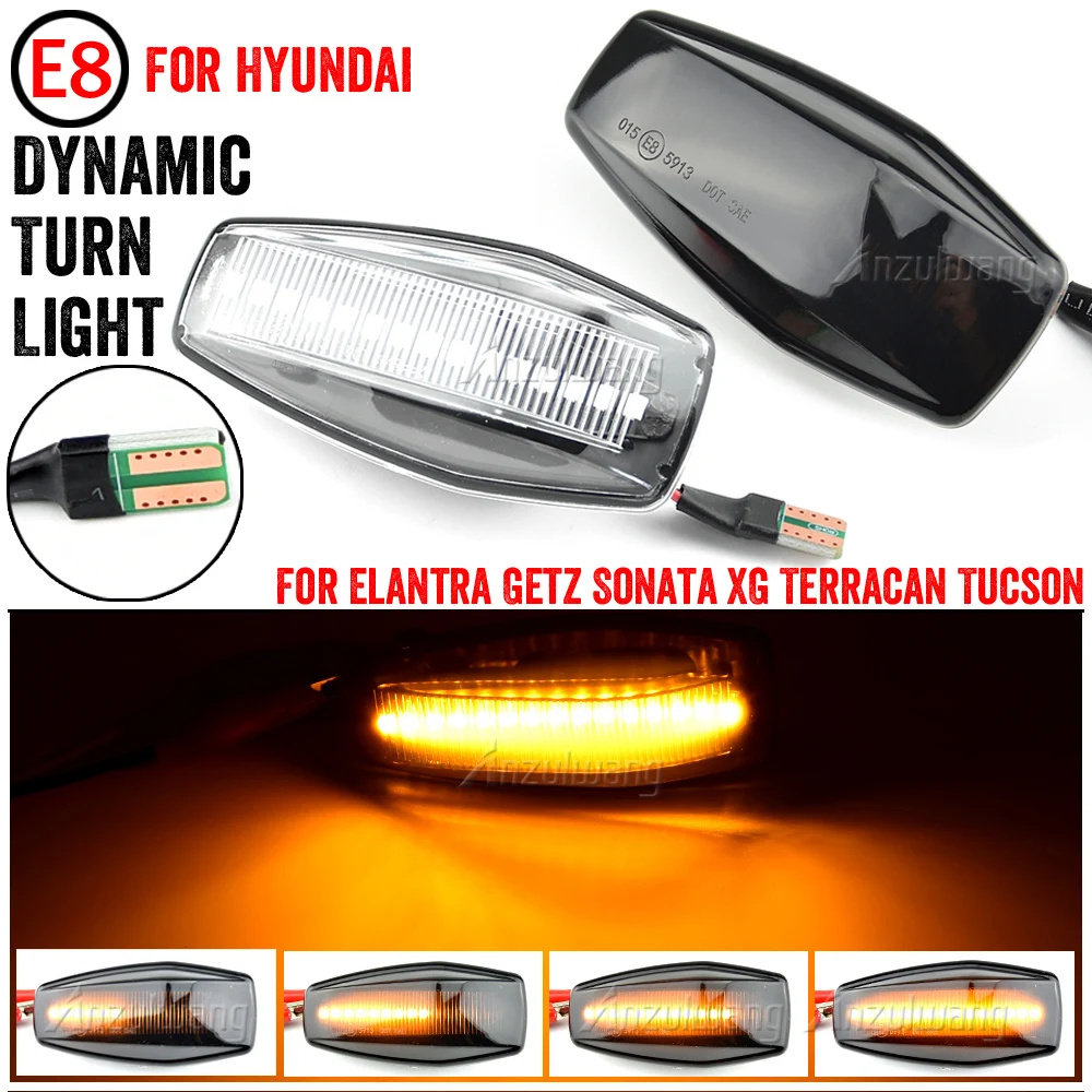 2X Led Dynamic Side Marker Light Turn Repeater Lamps Per Hyundai I10 Accent Coupe Click Elantra Lavita Excel 2 Getz Prime Lavita