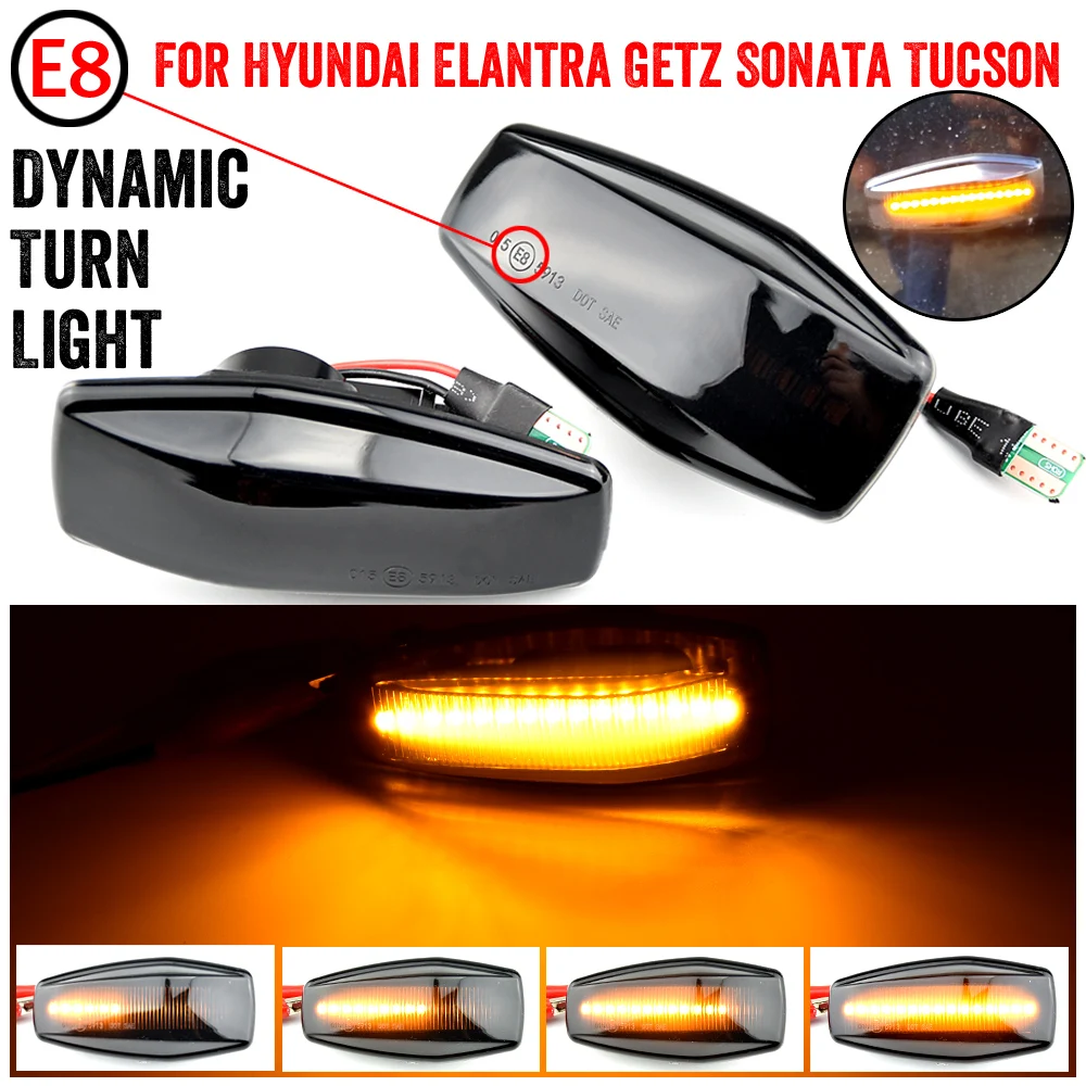2X Led Dynamic Side Marker Light Turn Repeater Lamps Per Hyundai I10 Accent Coupe Click Elantra Lavita Excel 2 Getz Prime Lavita