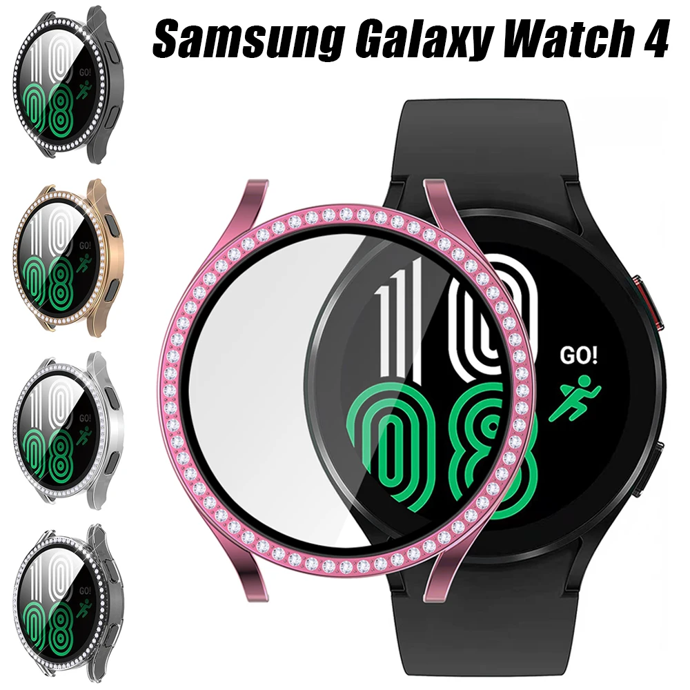 Diamond Bumper Glass + Case Per Samsung Galaxy Watch 4 40Mm 44Mm Protector Cover Watch Screen Protector Per Samsung Galaxy Watch 4