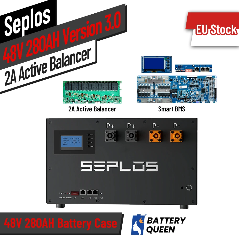 Batteria Seplos 48V 280Ah Kit Fai Da Te Con Bilanciatore Attivo 2A Balance Current Smart Bms 51.2V Lifepo4 Batteries Case Box