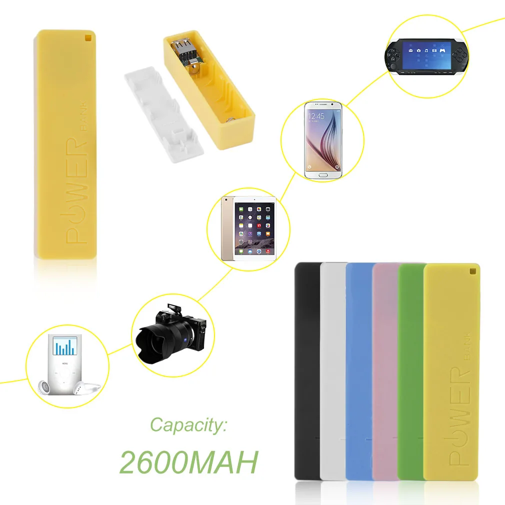 2600Mah Portatile Dimensioni 1*18650 Batteria Esterna Power Bank Backup Caricabatteria Power Bank Case Per Smartphone