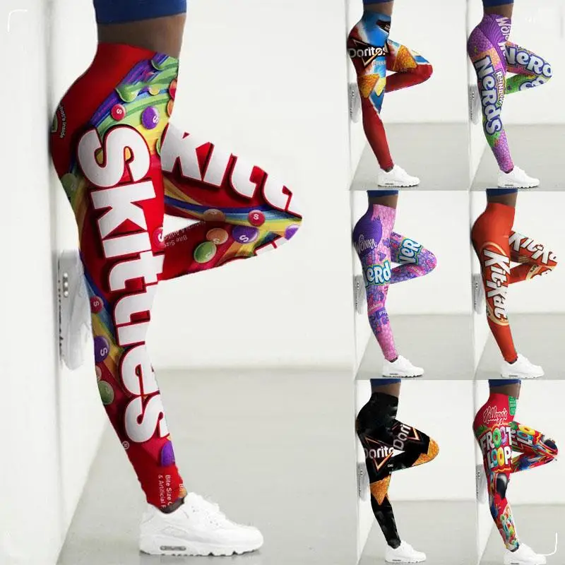 Leggings Sportivi Donna 3D Snack Stampa Collant Pantaloni Da Yoga Leggins Da Palestra Leggins Senza Cuciture Da Donna Per Leggins Sexy Damskie Femmini