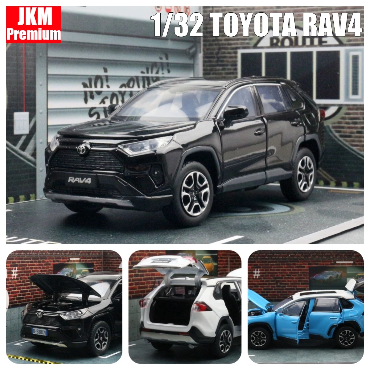 1/32 Toyota Rav4 Suv Fuoristrada, Jkm Diecast Metal Model Sound & Light Doors Collezione Educativa Apribile Regalo Per Ragazzo