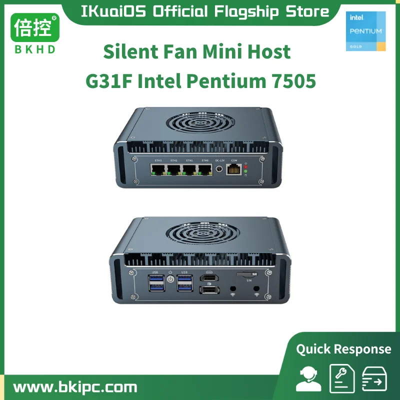 Ikuaios G31F Pentium 7505 Dual Core Silent Fan Router Mini Host 4X2.5Gb Ethernet I226 Compatibile Pve Esxi Pfsense 1449Np