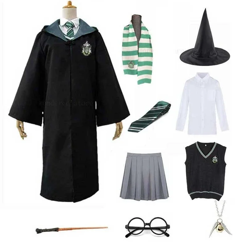 Bambini Adulto Potter Costume Hufflepuff Slytherin Mantello Hermione Uniforme Scolastica Donna Uomo Costume Di Halloween Cosplay