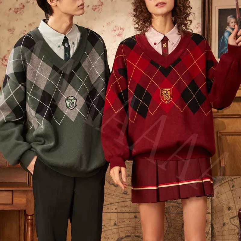 2022Harryypotter School Of Stregoneria E Wizardry Hermione Maglione A Maniche Lunghe Gryffindor Badge Slytherin Coppia Maglieria Allentata