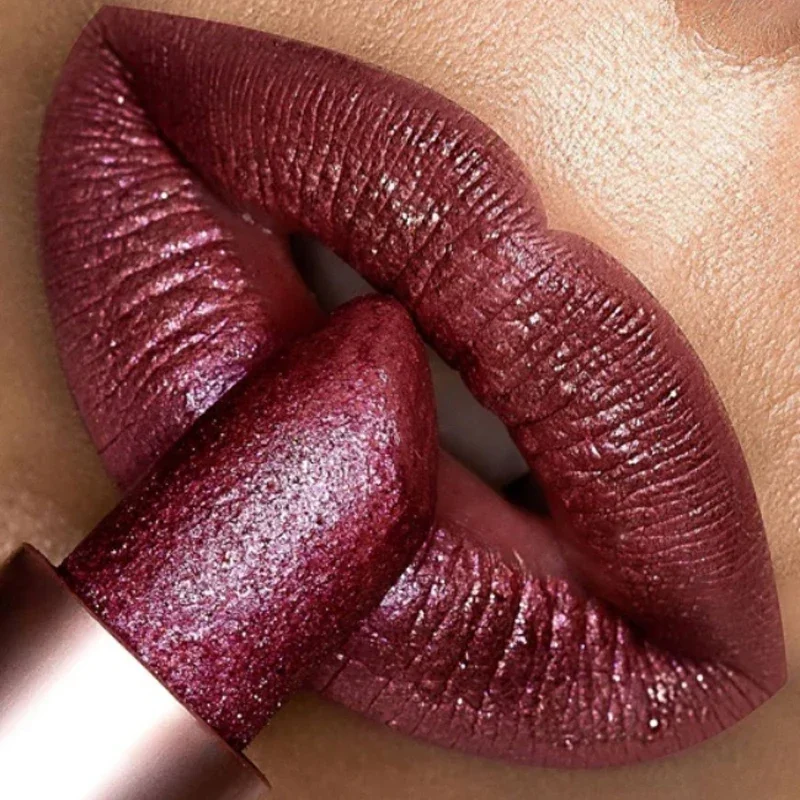 Waterproof Diamond Glitter Lipstick Long Lasting Matte Glitter Pearl Rossetti Antiaderente Sexy Red Pink Lip Tint Cosmetici Per Il Trucco