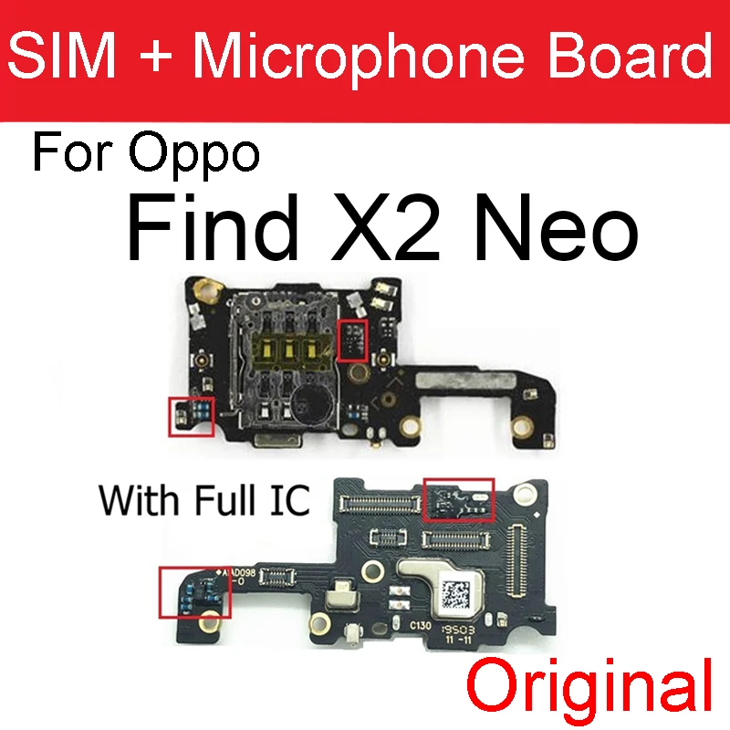 Sim Card Mic Phone Board Per Oppo Find X2 Neo Phone Sim Deck Board Flex Cable Parti Di Ricambio