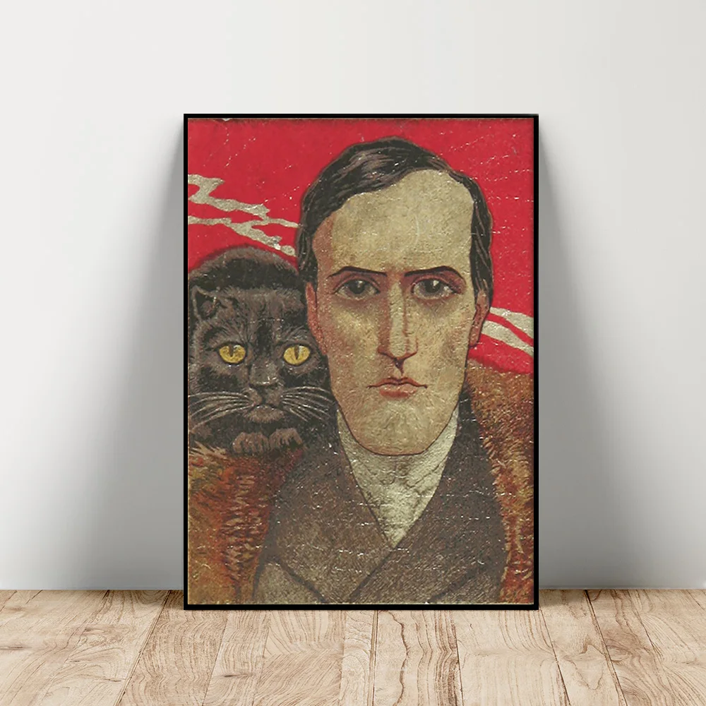 Vintage Poster Novel Art Illustration Doctor Nikola And His Cat Antique Wall Art Canvas Painting Riproduzione Home Wall Decor