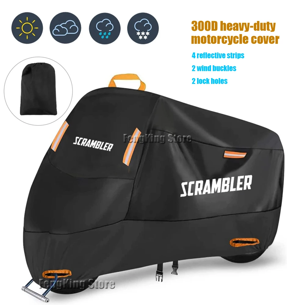 Copertura Moto Impermeabile Outdoor Scooter Protezione Uv Copertura Antipioggia Per Ducati Scrambler 400 800 1100