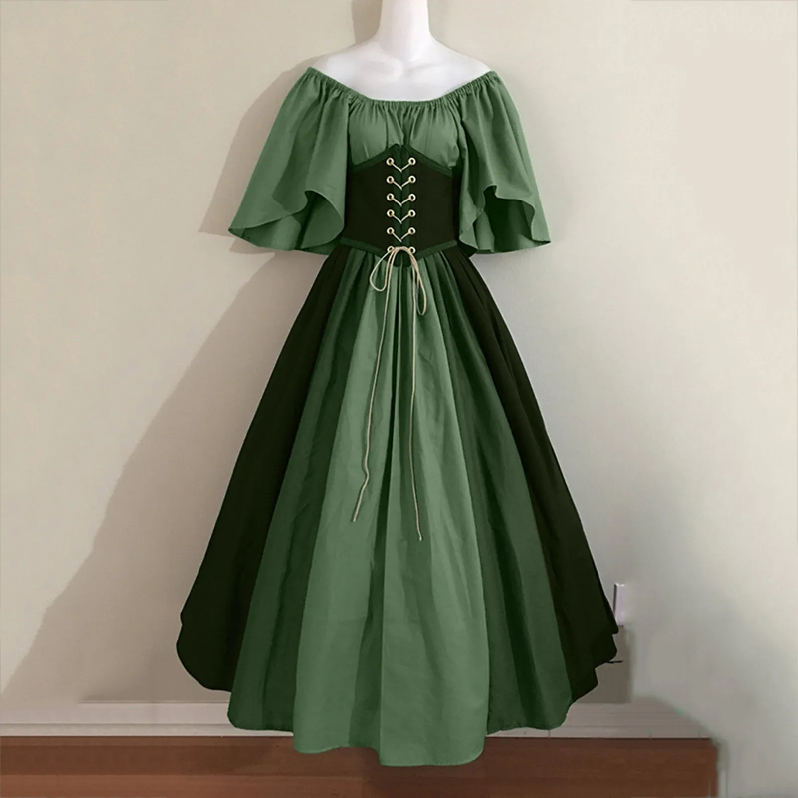 Medievale Vintage Elf Fairy Elven Costume Per Le Donne Vestito Da Principessa Vita Cincher Corsetto Tubo Top Ruffles Abiti Da Sera