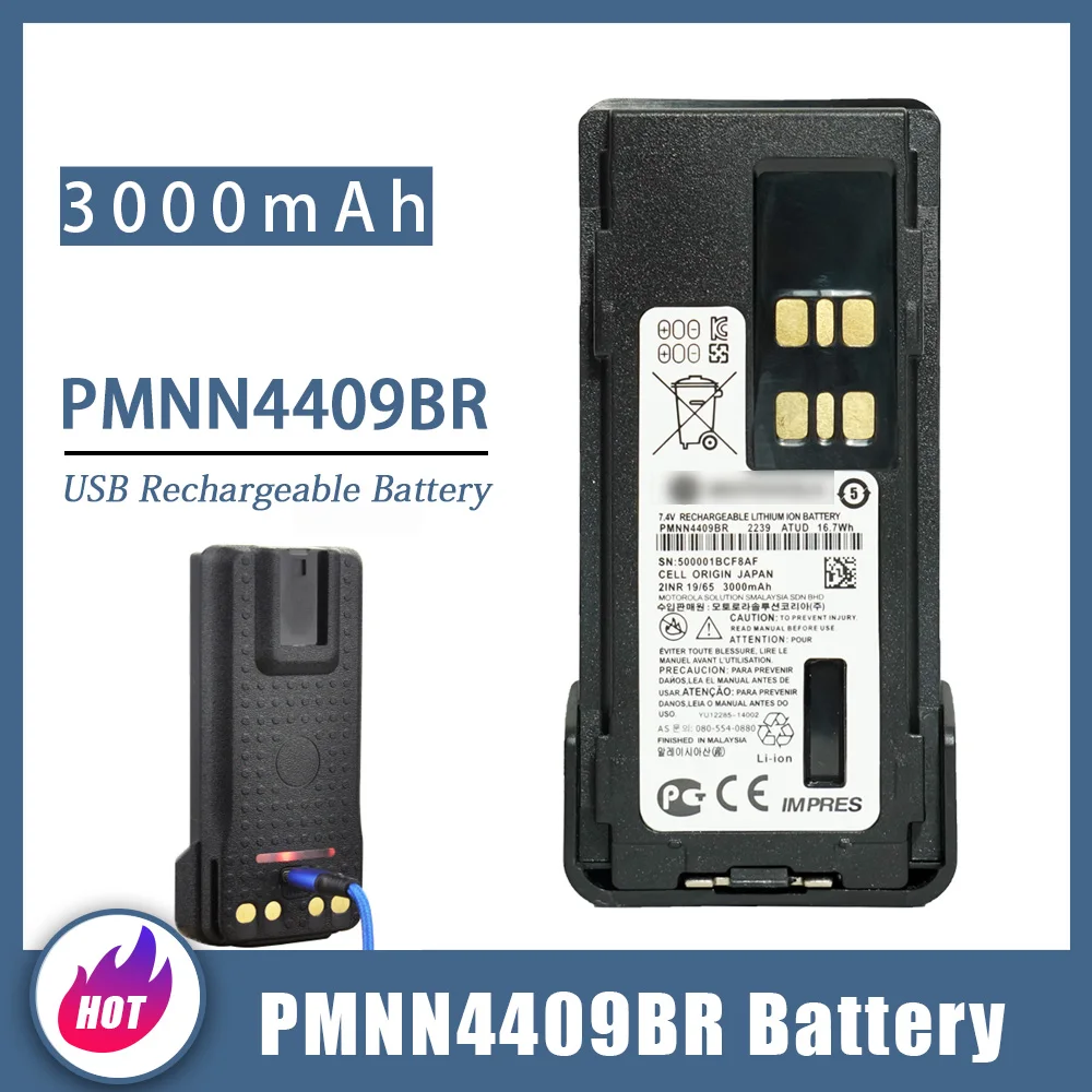 Batteria Ricaricabile Muslimtype-C Per Motorola Xpr3300 Xpr3500 Xpr7350 Xpr7380 Gp328D Dgp5050 Apx 1000 Radio Bidirezionale