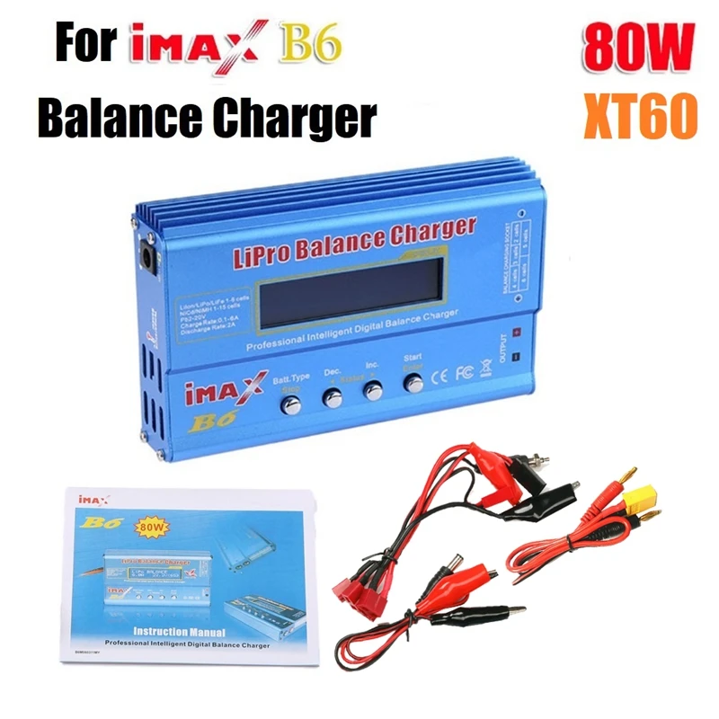 Caricabatteria Intelligente Per Imax B6 80W Caricabatteria Lipo + Xt60 Lipo Nimh Li-Ion Ni-Cd Digital Lipro