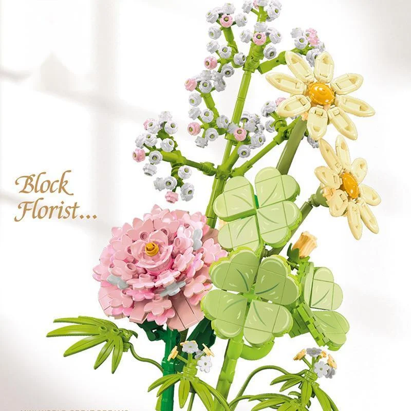 601219 Flower Workshop Series Flower Bundle Assembly Small Particle Children'S Building Block Toys Girls Gift