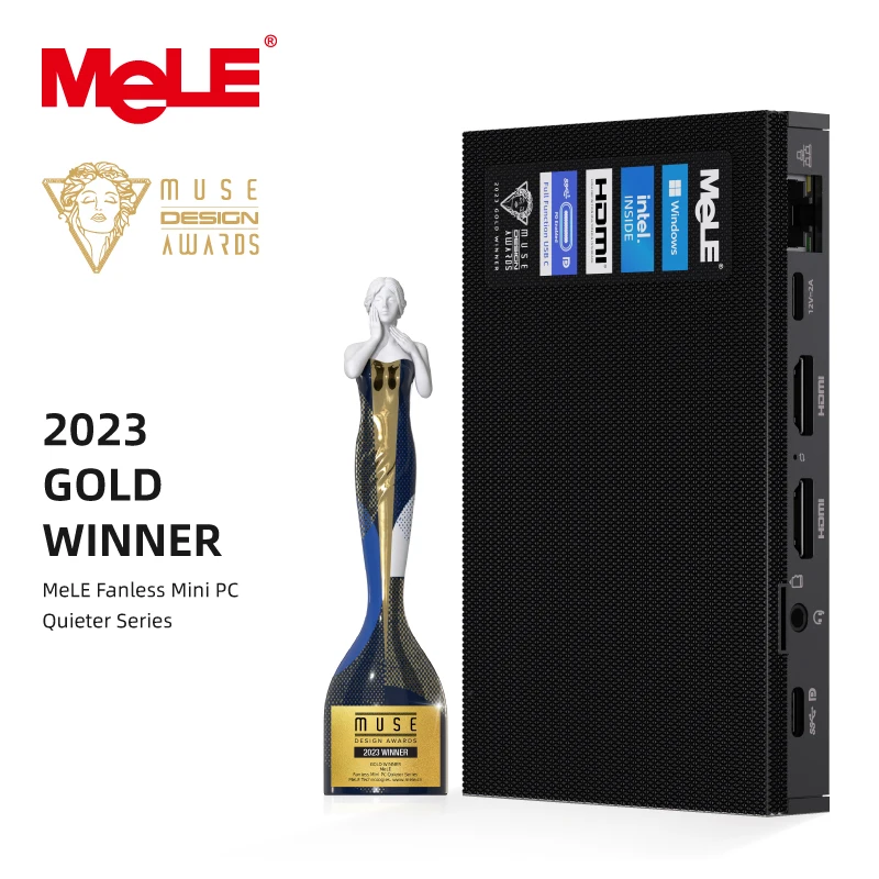 Mele Quieter 4C Slim N100 Mini Pc Windows11 Pro 12Th Alder-Lake 16Gb 512Gb Micro Computer Hdmi Usb-C Displayport 1.4 Wifi5 Bt5.1