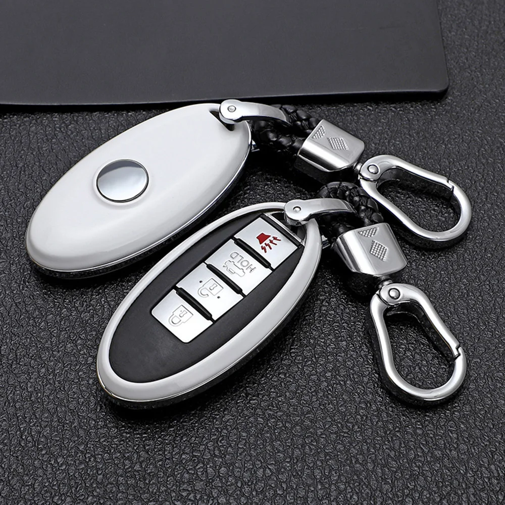 Misura Per Nissan Altima Foglia Gt-R Quest Pathfinder Infiniti Q30 Q50 Qx60 Qx80 Car Key Fob Cassa Del Sacchetto Di Keychain Proteggere Copertura Bors