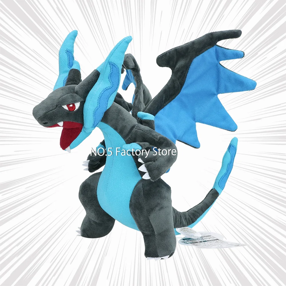 New Pokemon Evolution Mega Charizard X Peluche Super Charizard Blue Dragon Soft Peluche Bambola Regalo Per Bambini