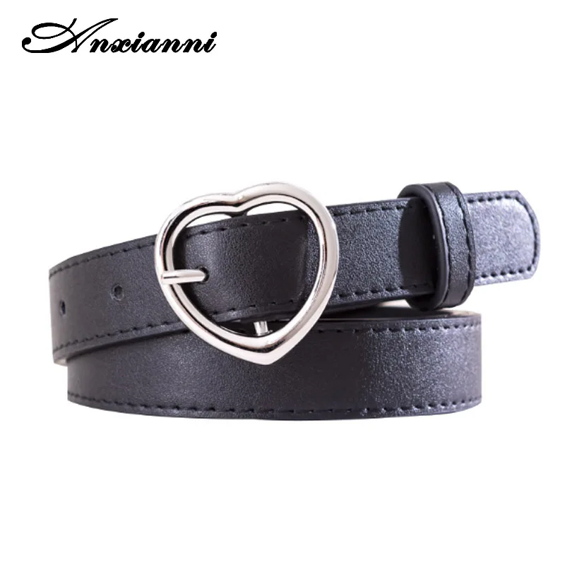 (Anni Retro Hollow Black Love Lady Belt Thin Girl Peach Heart Belt Student Cute Decorative Belt Wild Wild Tide